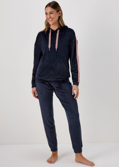 Navy Stripe Hoodie & Pyjama Set