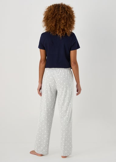 Grey Marl Wide Leg Pyjama Bottoms