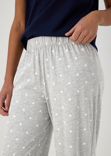 Grey Marl Wide Leg Pyjama Bottoms