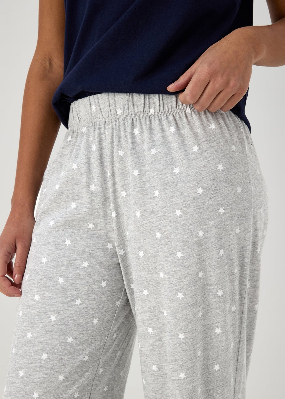 Grey Marl Wide Leg Pyjama Bottoms