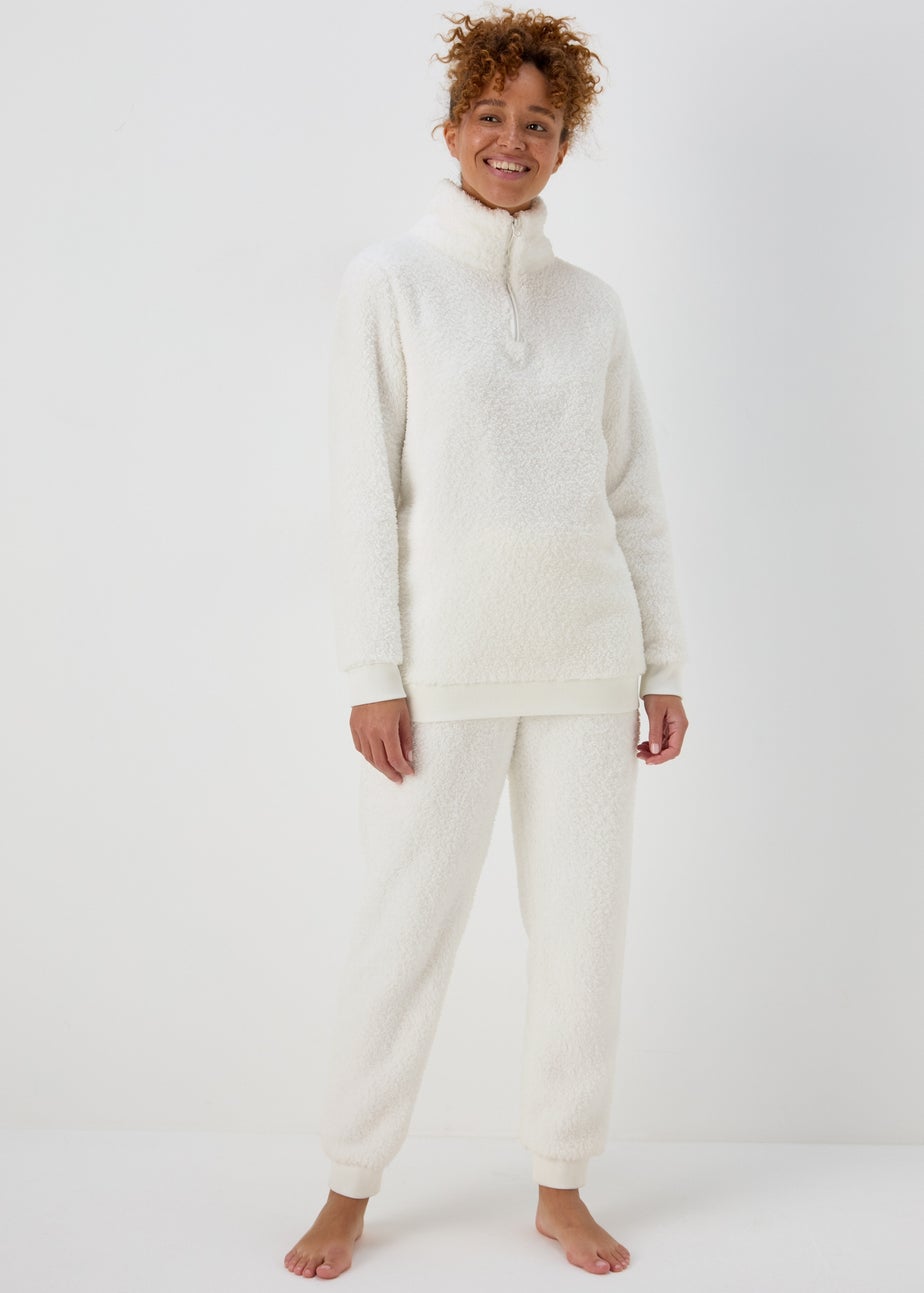 Cream Fleece Jumper & Joggers Lounge Set