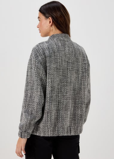 Black & White Print Luxe Bomber Jacket