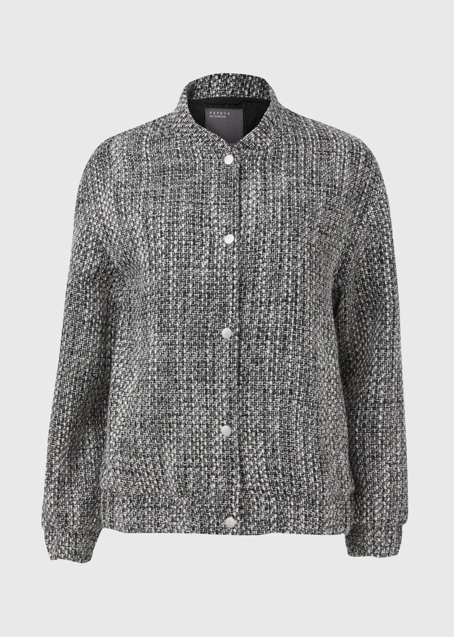 Black & White Print Luxe Bomber Jacket