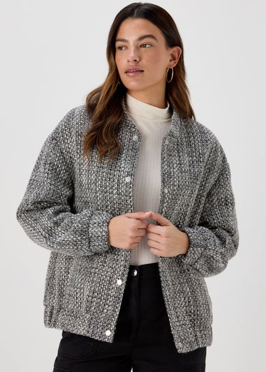 Black & White Print Luxe Bomber Jacket