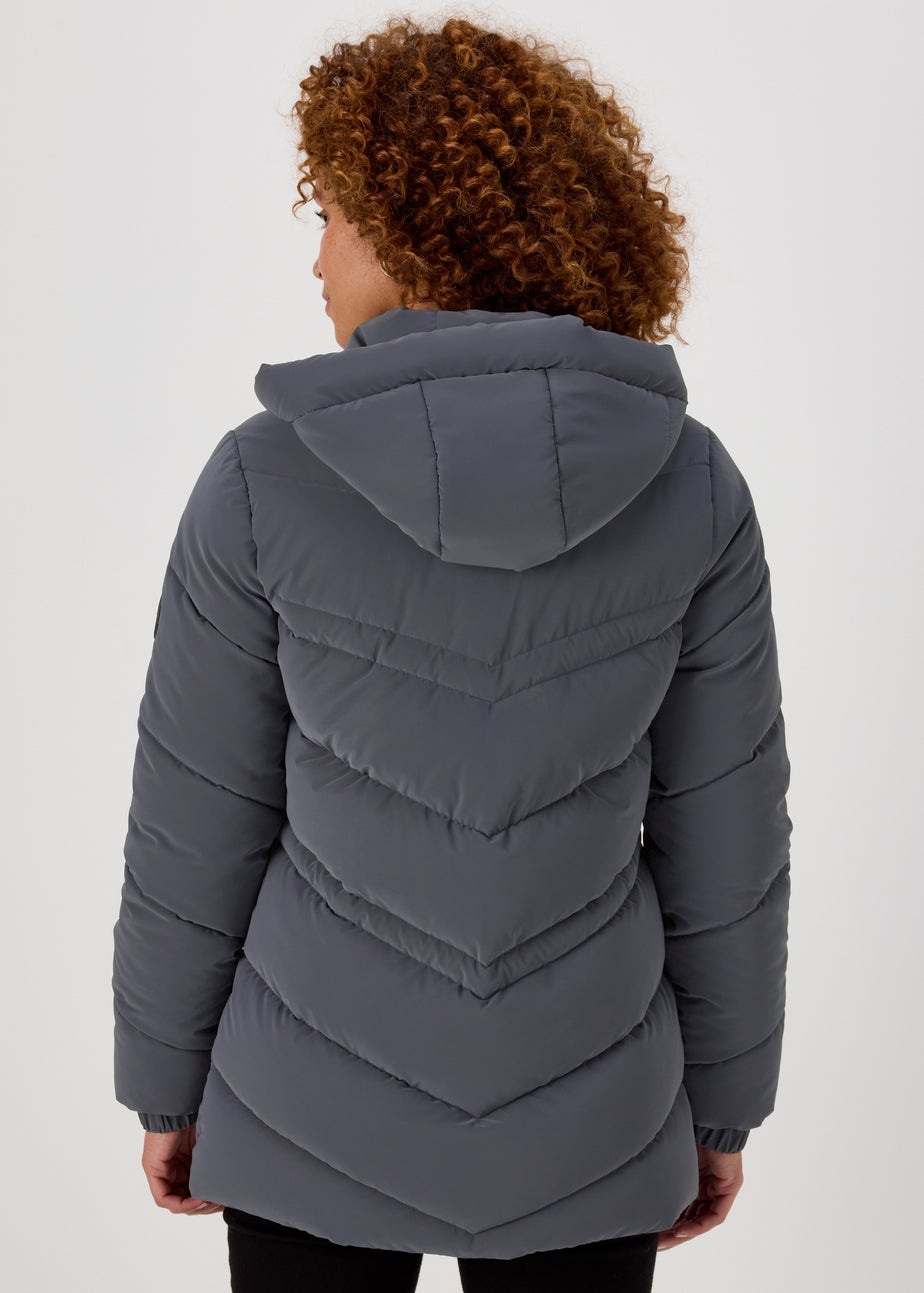 Grey Chevron Short Padded Coat