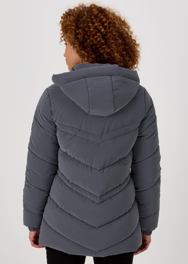 Grey Chevron Short Padded Coat