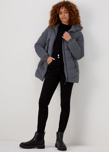 Grey Chevron Short Padded Coat
