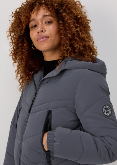 Grey Chevron Short Padded Coat