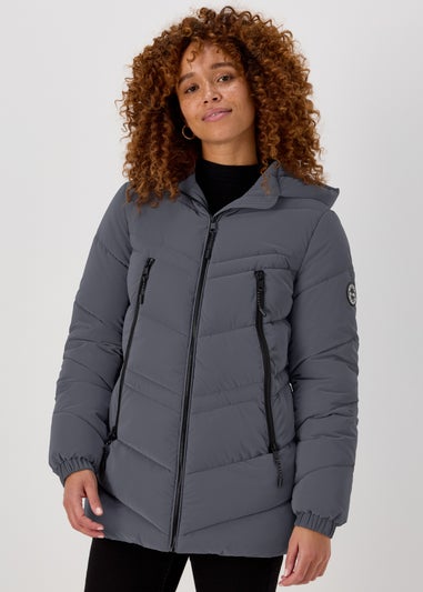 Grey Chevron Short Padded Coat