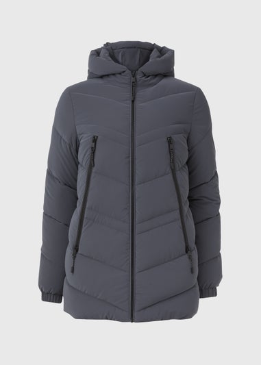 Grey Chevron Short Padded Coat