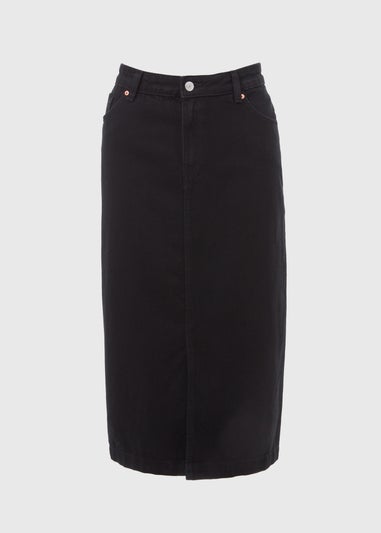 Black Denim Midi Skirt