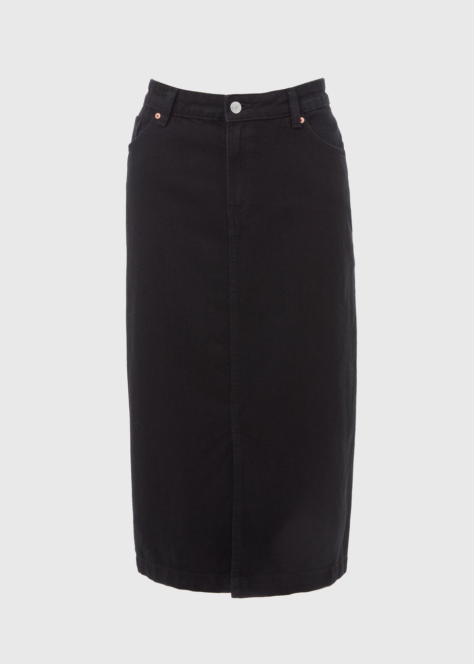 Black Denim Midi Skirt