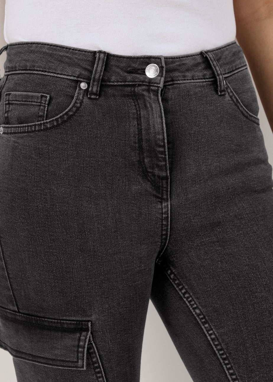 Black Denim Cargo Jeans