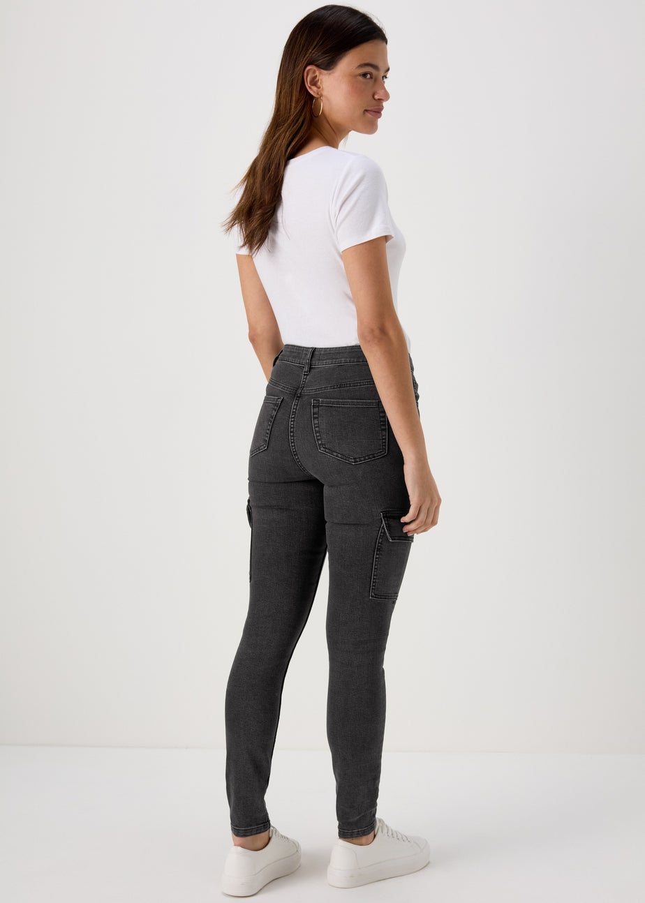 Black Denim Cargo Jeans