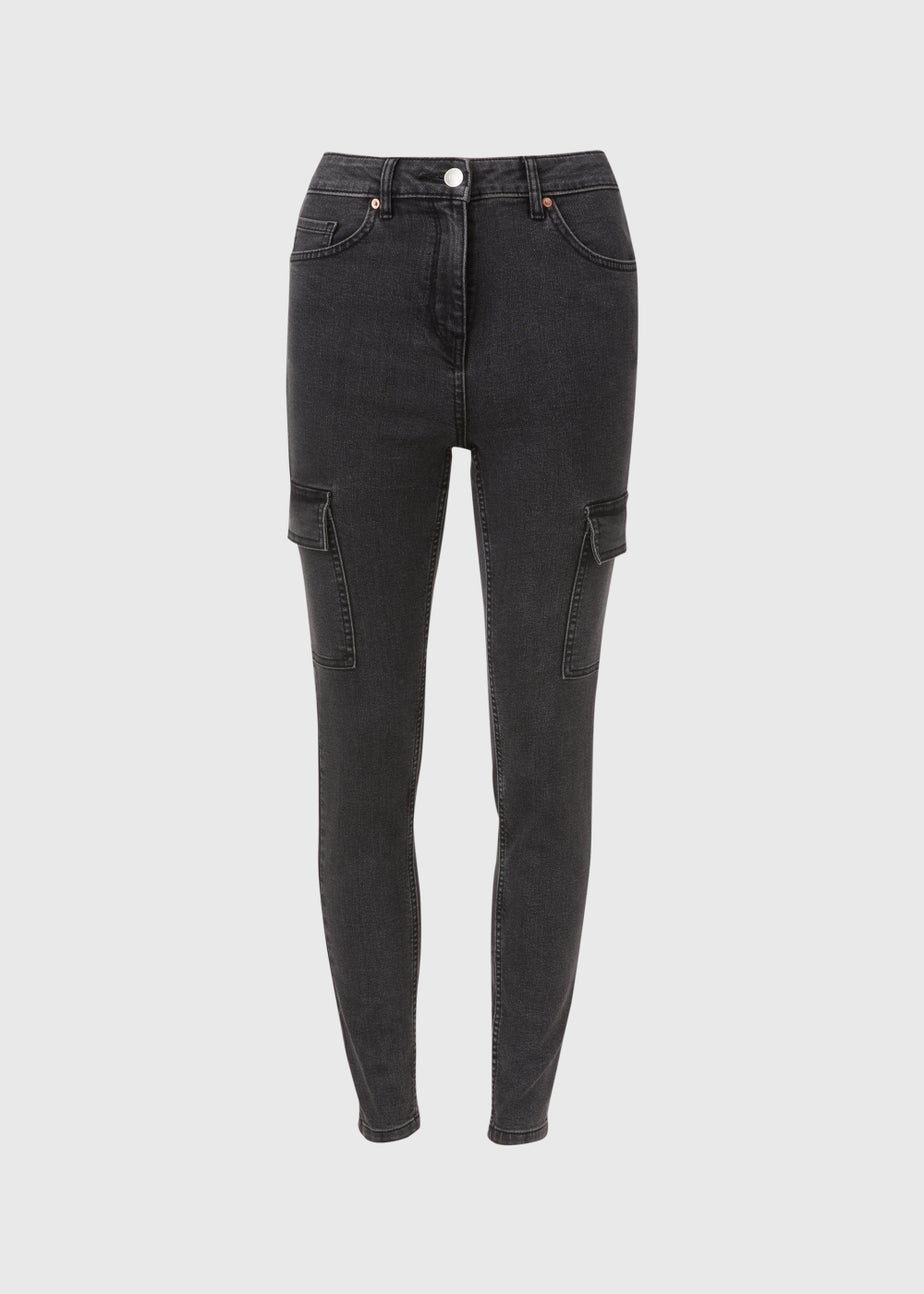 Black Denim Cargo Jeans