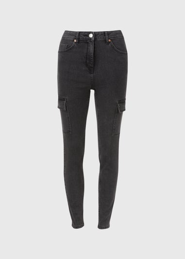 Black Denim Cargo Jeans