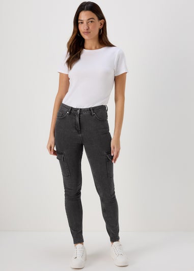 Black Denim Cargo Jeans