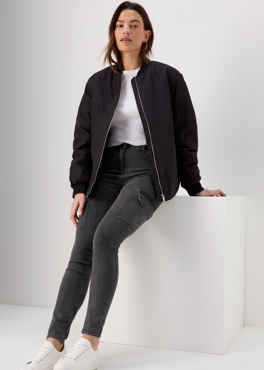 Black Denim Cargo Jeans