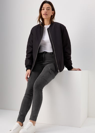 Black Denim Cargo Jeans