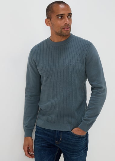 Blue Cable Texture Jumper