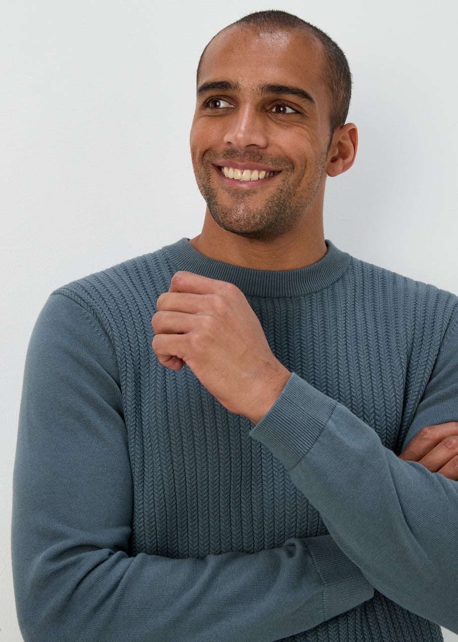 Blue Cable Texture Jumper