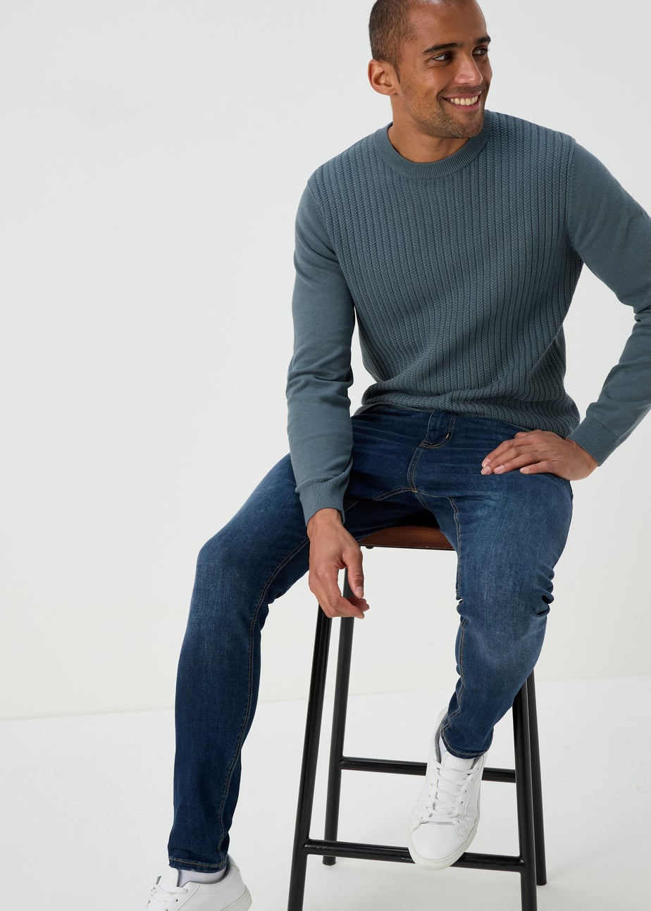 Blue Cable Texture Jumper