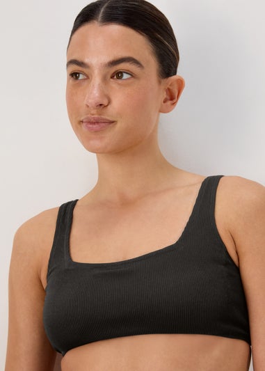 Black Textured Crop Top