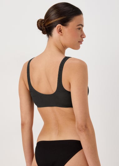 Black Textured Crop Top