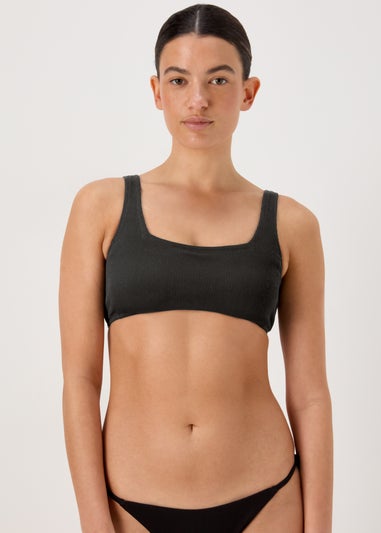 Black Textured Crop Top