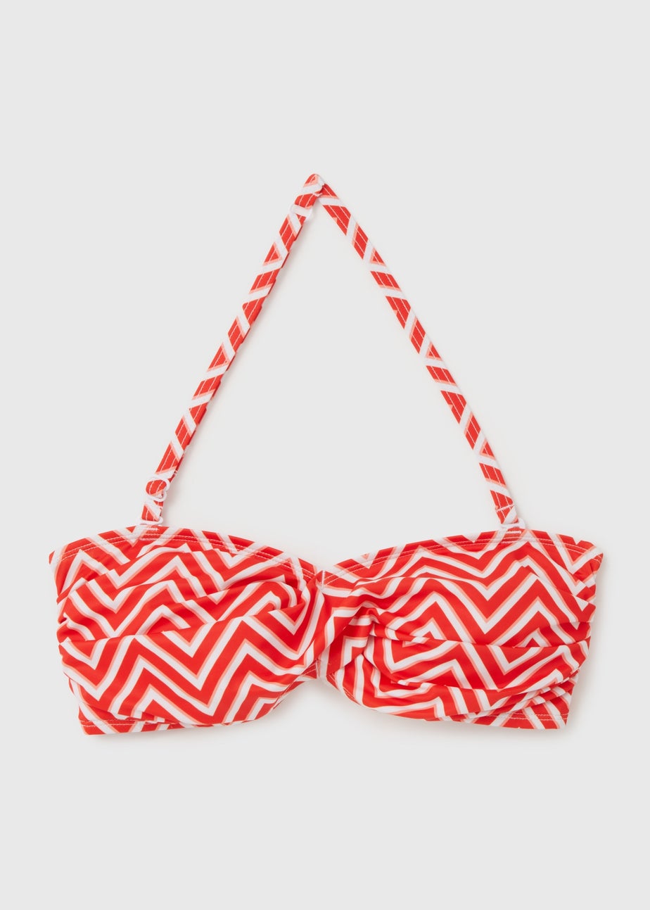 Orange Twist Stripe Bikini Top