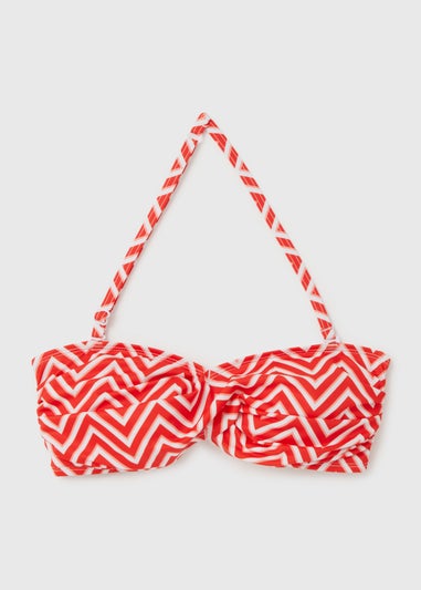 Orange Twist Stripe Bikini Top