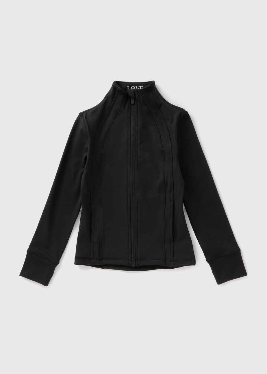 Girls Black Zip Up Sporty Jacket (7-15yrs)