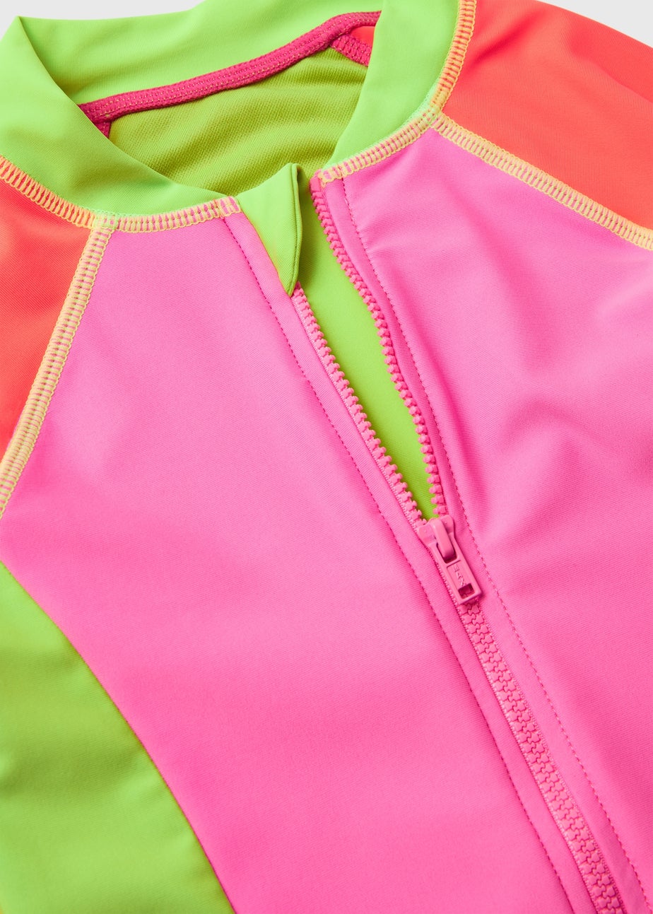 Girls Multicolour Marble Zip Swimsuit (6-13yrs)