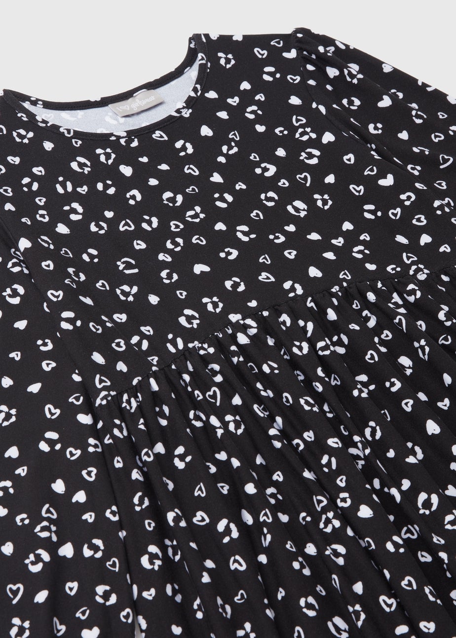 Girls Black Print Dress (7-13 yrs)