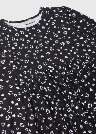 Girls Black Print Dress (7-13 yrs)