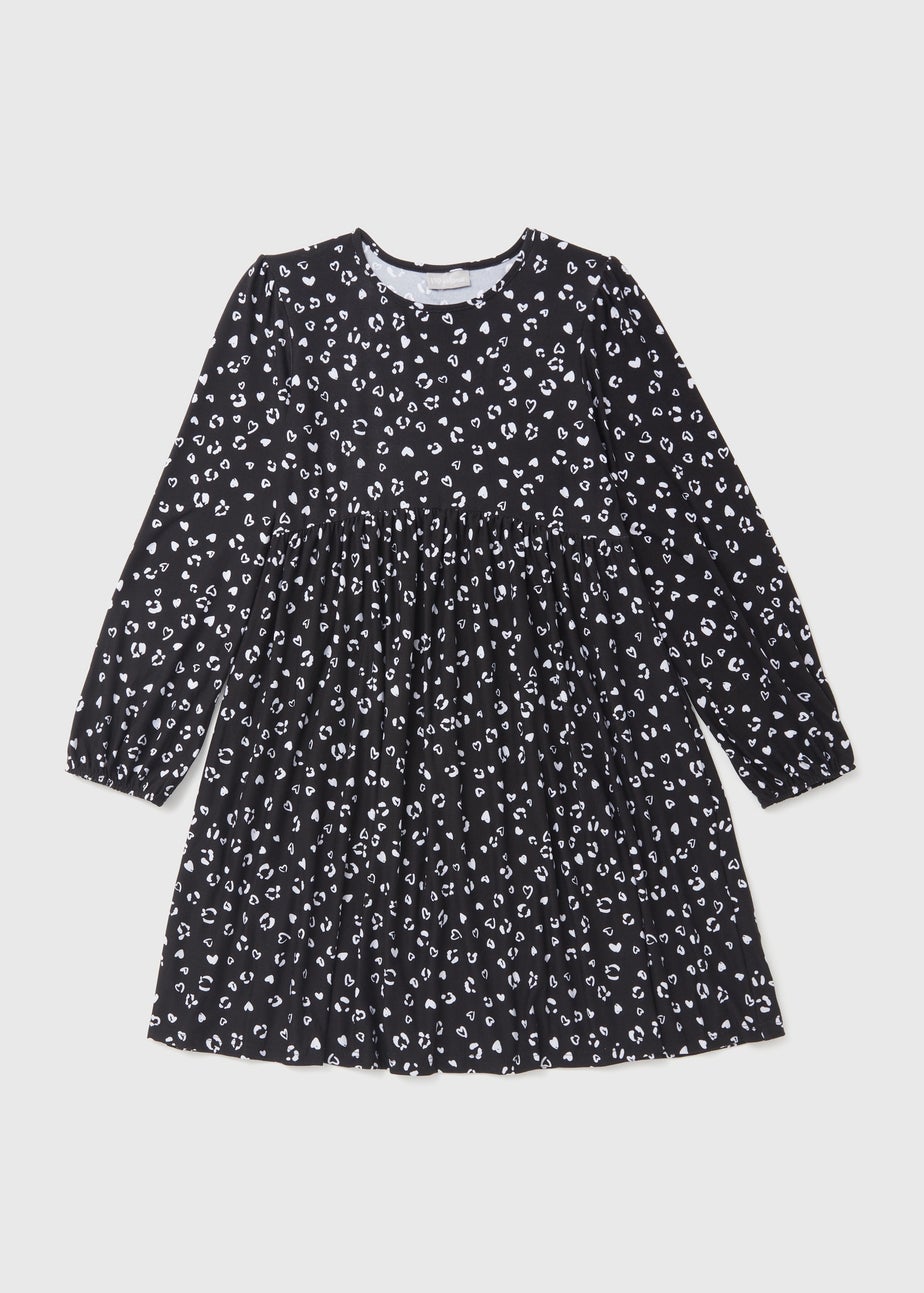 Girls Black Print Dress (7-13 yrs)