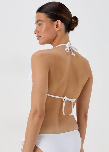 White Triangle Rib Bikini Top