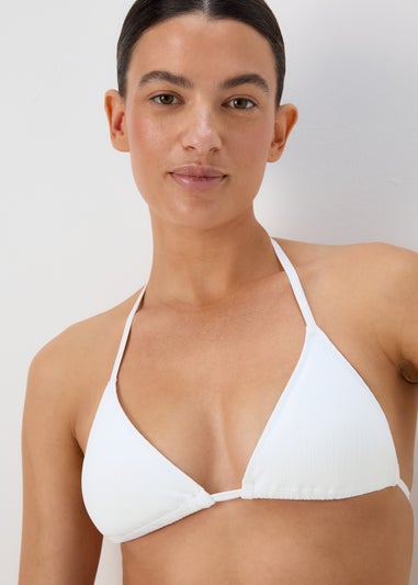 White Triangle Rib Bikini Top