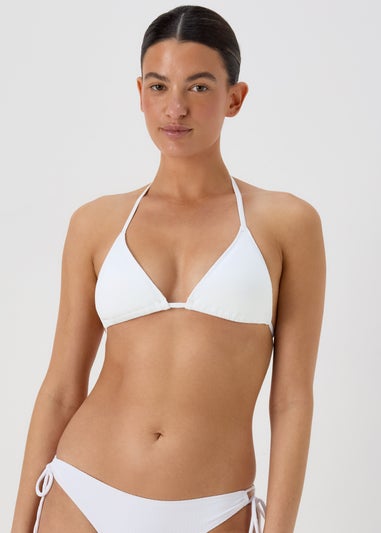 White Triangle Rib Bikini Top