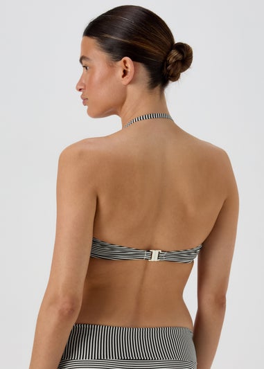 Monochrome Textured Stripe Twist Bikini Top