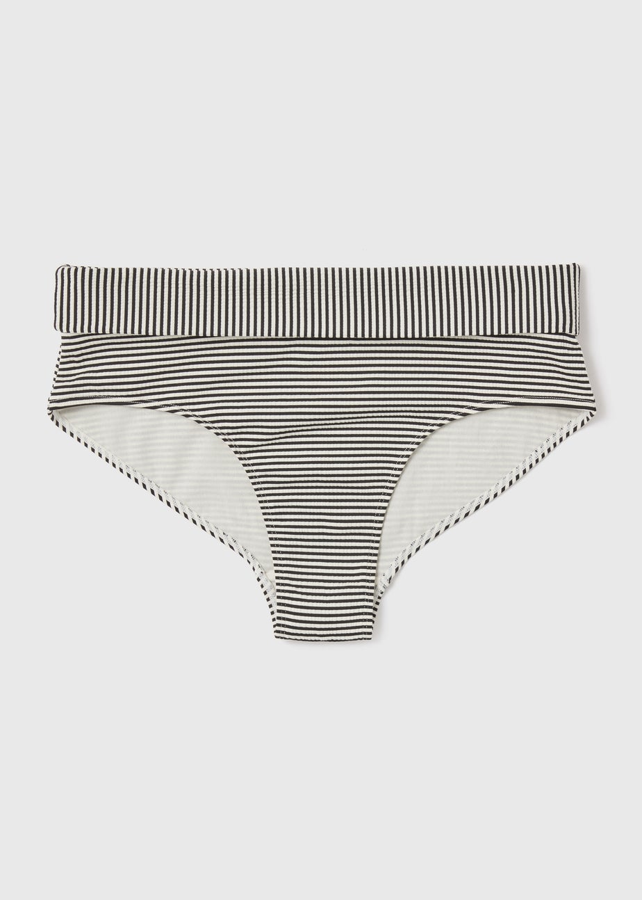 Monochrome Textured Stripe Bikini Bottoms