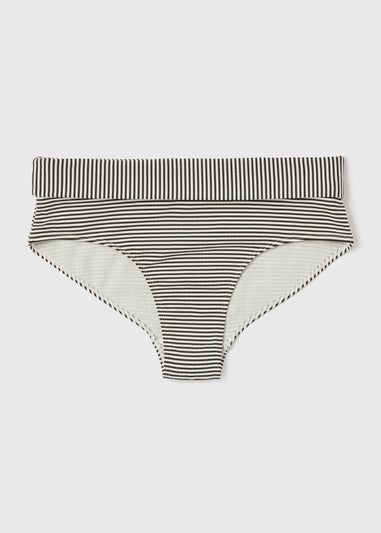 Monochrome Textured Stripe Bikini Bottoms