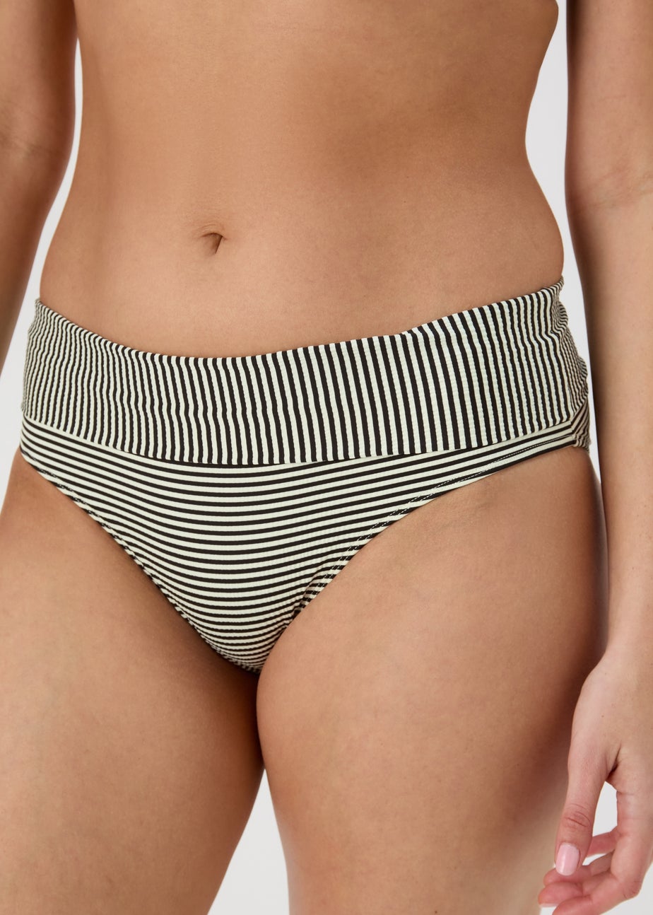 Monochrome Textured Stripe Bikini Bottoms
