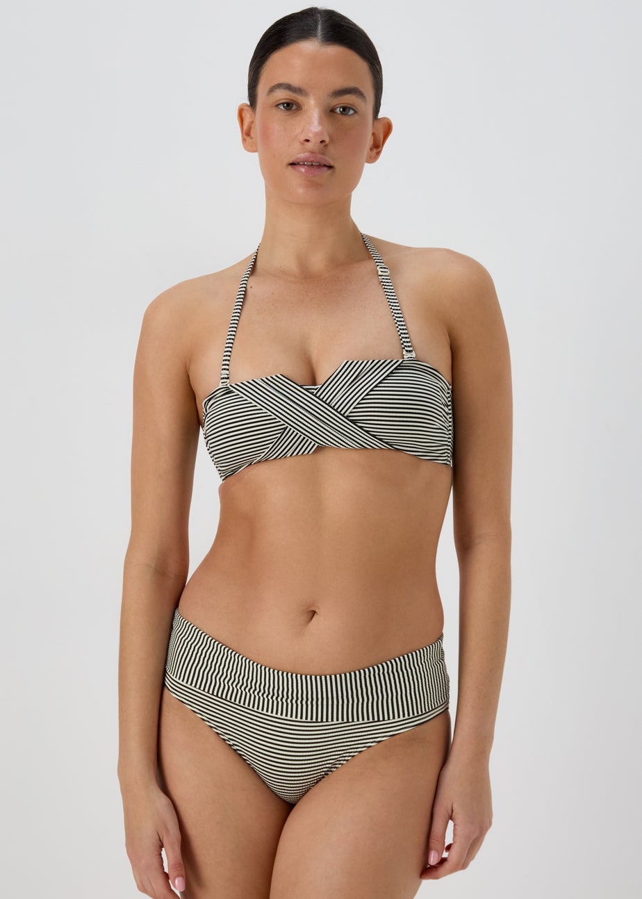 Monochrome Textured Stripe Bikini Bottoms