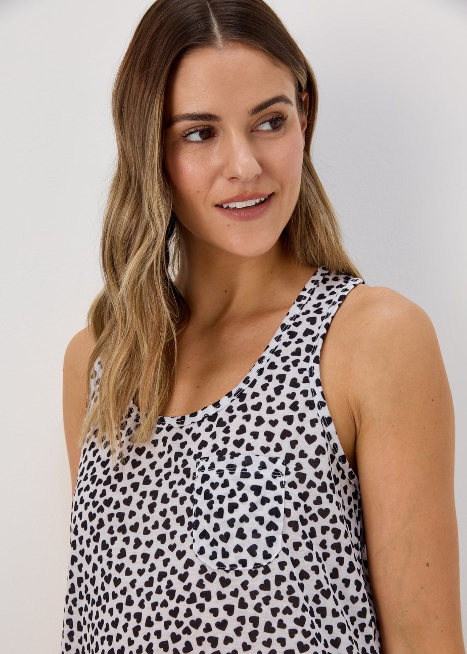 Cream Heart Print Nightie