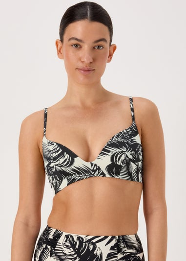 Monochrome Palm Comfort Mould Bikini Top