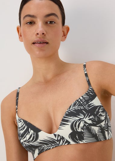 Monochrome Palm Comfort Mould Bikini Top