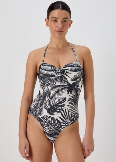Monochrome Palm Leaves Swimsuit