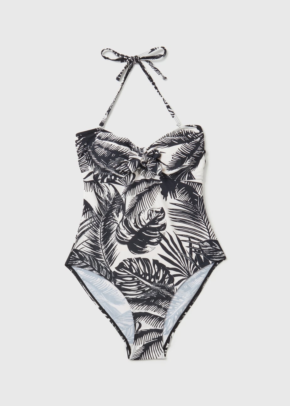 Monochrome Palm Leaves Swimsuit