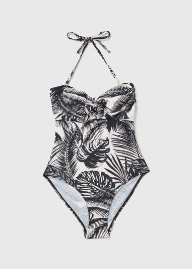 Monochrome Palm Leaves Swimsuit